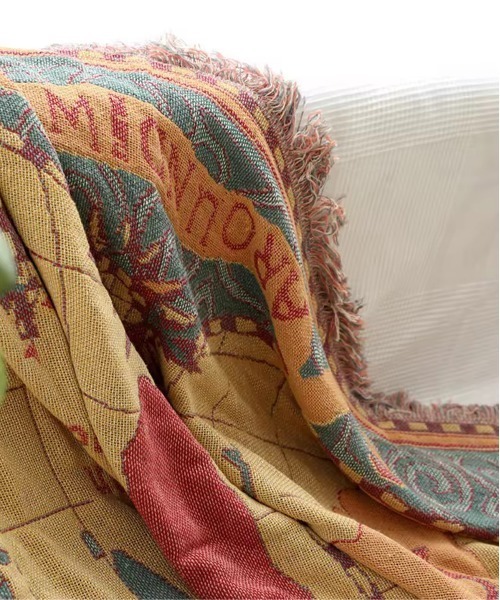 Port（ポート）の「【 Port / ポート 】 ヴィンテージ風 ワールド マップ デザイン 大判ブランケット / ソファカバー ( 130㎝×180㎝ ) #（ブランケット・レディース・その他・FREE）」の10枚目の写真