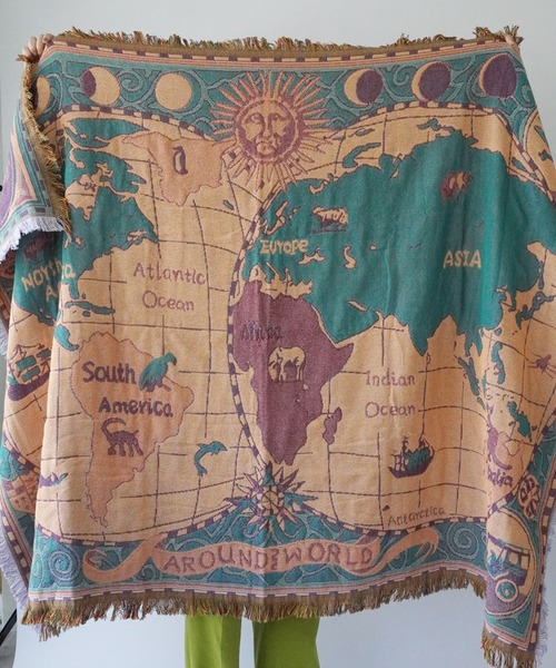 Port（ポート）の「【 Port / ポート 】 ヴィンテージ風 ワールド マップ デザイン 大判ブランケット / ソファカバー ( 130㎝×180㎝ ) #（ブランケット・レディース・その他・FREE）」の16枚目の写真