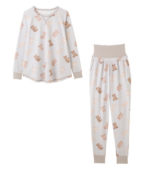 PEACH JOHN(ピーチジョン)の「【腹巻き付きで温活にも◎コットン混生地のワッフルパジャマ】サーマルHARAマキパジャマ(ルームウェア/パジャマ・レディース・ベビーピンク/アイボリー/ライトベージュ/グレイッシュブルー/ライトブルー/ライトブラウン/スモークピンク/ローズ・S/M/M/L)」の4枚目の写真