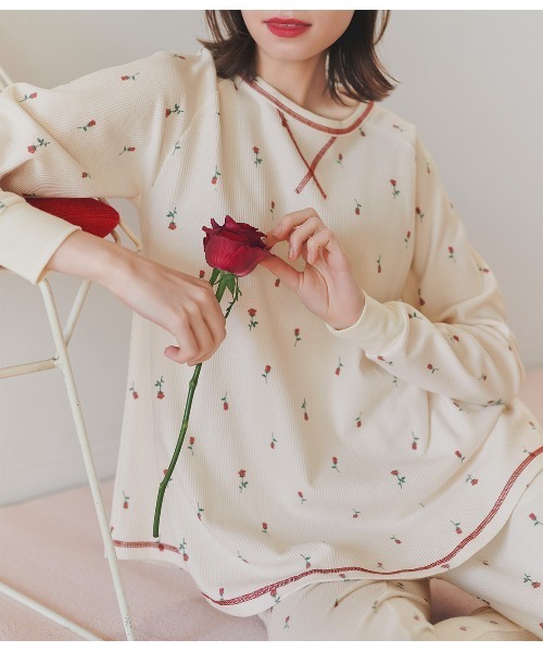PEACH JOHN(ピーチジョン)の「【腹巻き付きで温活にも◎コットン混生地のワッフルパジャマ】サーマルHARAマキパジャマ(ルームウェア/パジャマ・レディース・ベビーピンク/アイボリー/ライトベージュ/グレイッシュブルー/ライトブルー/ライトブラウン/スモークピンク/ローズ・S/M/M/L)」の20枚目の写真