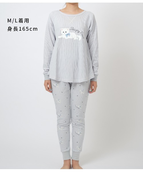 腹巻き付きで温活にも◎コットン混生地のワッフルパジャマ】サーマル