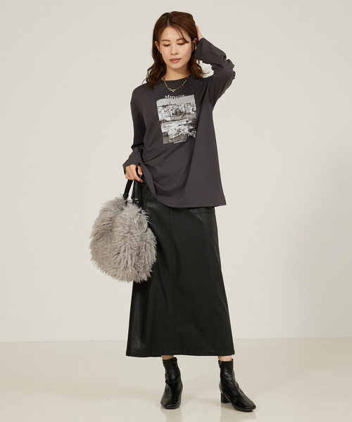 abahouse mavie(アバハウスマヴィ)の「【定番/長袖】フォトプリントロンT(Tシャツ/カットソー・レディース・ホワイト系その他/グレー系その他・フリー)」の5枚目の写真