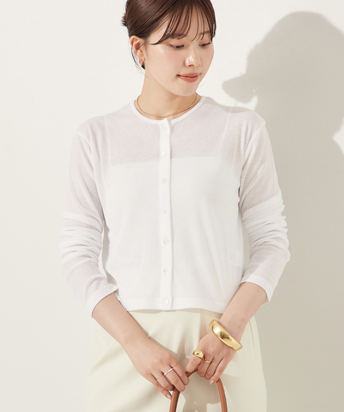 plage（プラージュ）の「SHEER RIB CROPPED カーディガン