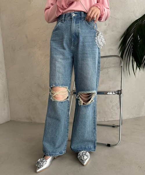 one after another NICE CLAUP(ワンアフターアナザーナイスクラップ)の「アソートワイドデニムパンツ【SMサイズ展開】(デニムパンツ・レディース・ブルー/グレー系その他/ブルー系その他・SMALL/MEDIUM)」の3枚目の写真