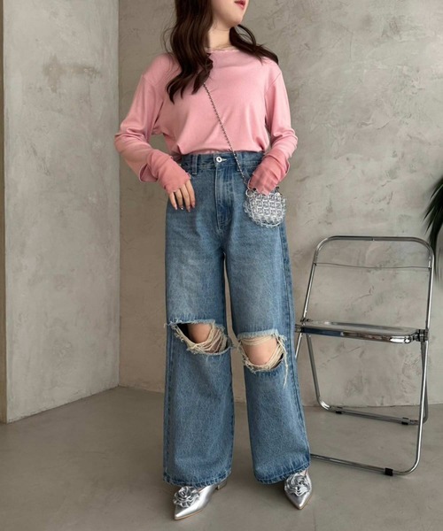 one after another NICE CLAUP(ワンアフターアナザーナイスクラップ)の「アソートワイドデニムパンツ【SMサイズ展開】(デニムパンツ・レディース・ブルー/グレー系その他/ブルー系その他・SMALL/MEDIUM)」の7枚目の写真