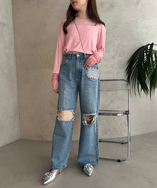 one after another NICE CLAUP(ワンアフターアナザーナイスクラップ)の「アソートワイドデニムパンツ【SMサイズ展開】(デニムパンツ・レディース・ブルー/グレー系その他/ブルー系その他・SMALL/MEDIUM)」の6枚目の写真