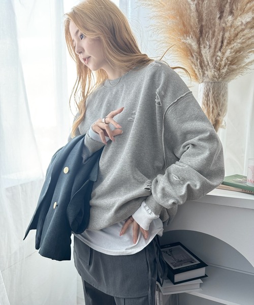 セール】《Javaジャバコラボ》大人のこなれ感。ダメージ加工裏起毛