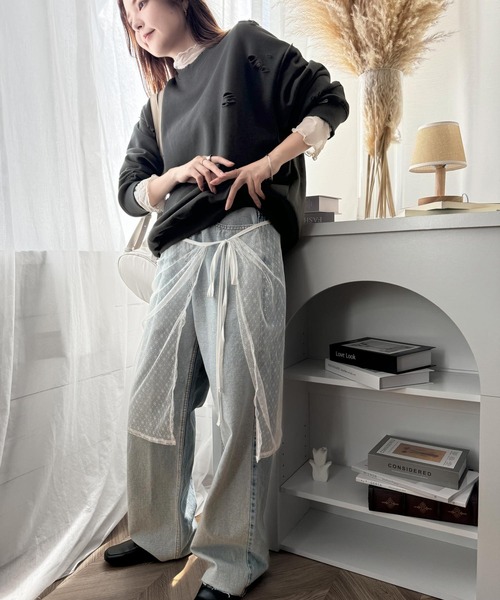 セール】《Javaジャバコラボ》大人のこなれ感。ダメージ加工裏起毛