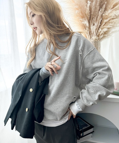 セール】《Javaジャバコラボ》大人のこなれ感。ダメージ加工裏起毛