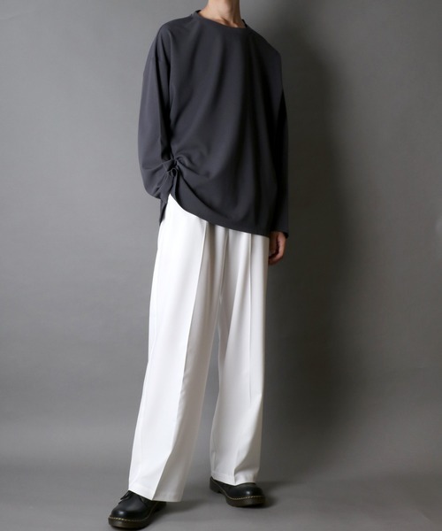 SITRY(シトリー)の「Amunzen Big Silhouette T-shirt/UVカット 梨地 ビッグシルエット 長袖Tシャツ ロンT(Tシャツ/カットソー・メンズ・ダークグリーン/ホワイト/チャコール/ブラック・M/LL/L)」の22枚目の写真