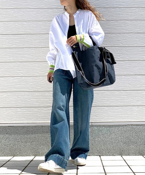 Q(キュー)の「ドット刺繍 ナイロン2wayトート(トートバッグ・レディース・チャコールグレー/ブラック・ONE SIZE)」の12枚目の写真