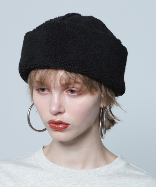 ROSE BUD（ローズバッド）の「ボアロールキャップ（キャップ・レディース・ホワイト系その他/ブラック・FREE）」の2枚目の写真