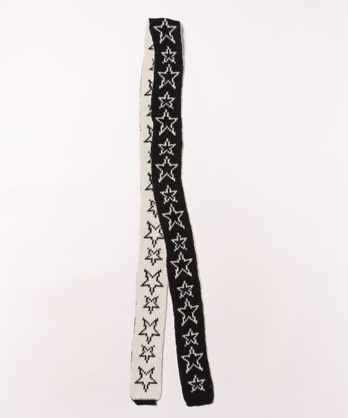 Port（ポート）の「【 antique andico / アンティーク アンディコ 】 バイカラー ジャガード ニット スター スリム マフラー / ストール #_（マフラー・レディース・ブラック/ブラック×レッド/ライトブルー/ブルー・FREE）」の6枚目の写真