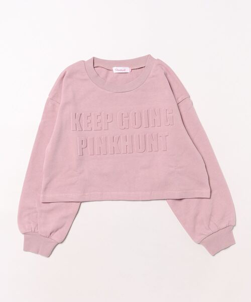 PINKHUNT(ピンクハント)の「PINKHUNT ピンクハント エンボスロゴショート丈 トレーナー 9949K(ボトムス別売)(スウェット・キッズ・ホワイト/ブラック/ベビーピンク・130cm/140cm/150cm/160cm/120cm)」の3枚目の写真