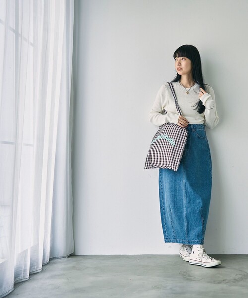 coen（コーエン）の「カーブデニムスカート（デニムスカート・レディース・ダークグレー/コバルトブルー・M/L）」の8枚目の写真