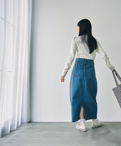 coen（コーエン）の「カーブデニムスカート（デニムスカート・レディース・ダークグレー/コバルトブルー・M/L）」の9枚目の写真