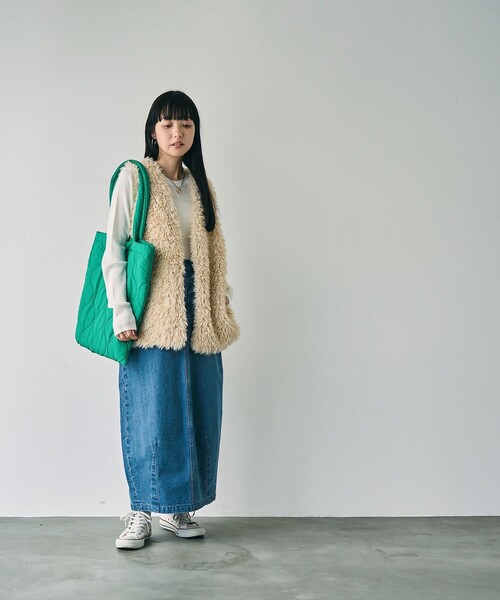 coen（コーエン）の「カーブデニムスカート（デニムスカート・レディース・ダークグレー/コバルトブルー・M/L）」の11枚目の写真