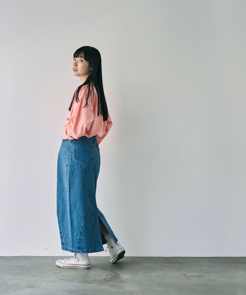 coen（コーエン）の「カーブデニムスカート（デニムスカート・レディース・ダークグレー/コバルトブルー・M/L）」の14枚目の写真