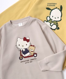 Sanrio Hello Kitty/サンリオ ハローキティー 裏起毛 サガラ刺繍クルーネックスウェットトレーナー レディース