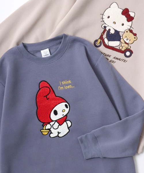 sanrio(サンリオ)の「Sanrio Hello Kitty/サンリオ ハローキティー 裏起毛 サガラ刺繍クルーネックスウェットトレーナー レディース(スウェット・レディース・ブラウン/グリーン/ベージュ/イエロー/ライトパープル/アッシュグレー/グレイッシュブルー/サックスブルー・M/L)」の6枚目の写真