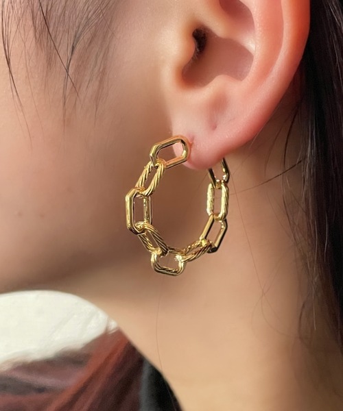 セール】チェーンフープピアス (両耳用)（ピアス（両耳用