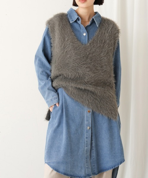 Bou Jeloud（ブージュルード）の「デニムロングシャツ（シャツ/ブラウス・レディース・インディゴブルー/ブルー・38）」の4枚目の写真