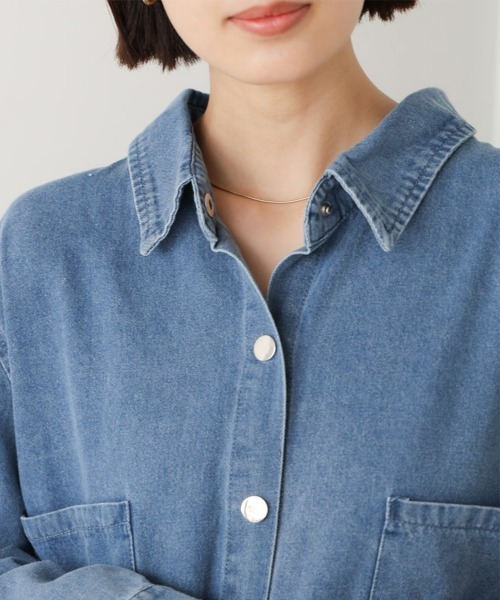 Bou Jeloud（ブージュルード）の「デニムロングシャツ（シャツ/ブラウス・レディース・インディゴブルー/ブルー・38）」の14枚目の写真