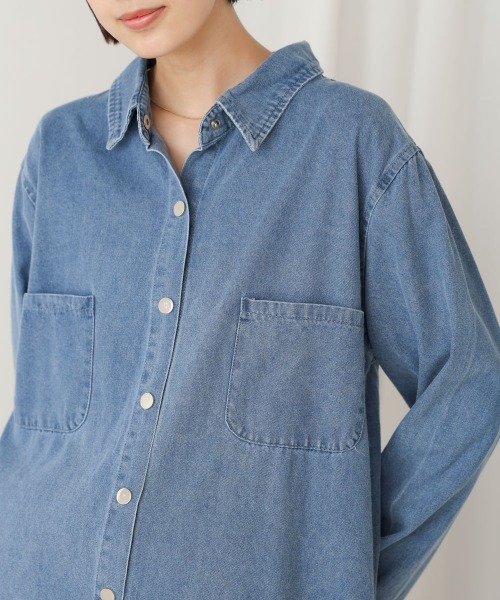Bou Jeloud（ブージュルード）の「デニムロングシャツ（シャツ/ブラウス・レディース・インディゴブルー/ブルー・38）」の15枚目の写真