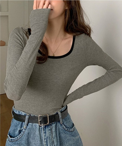 IRADOWL(アイラドール)の「バイカラー無地長袖カットソー(Tシャツ/カットソー・レディース・ブラック/ホワイト/グレー・MEDIUM/LARGE)」の13枚目の写真