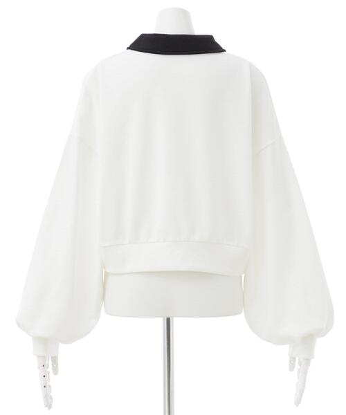 INGNI（イング）の「ハーフZIP襟付ショートスウェットトップス（スウェット・レディース・ブラック/オフホワイト/ブラウン/オートミール・M）」の5枚目の写真