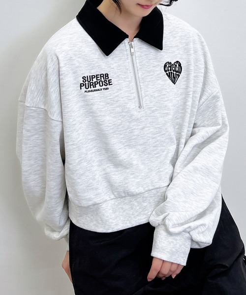 INGNI（イング）の「ハーフZIP襟付ショートスウェットトップス