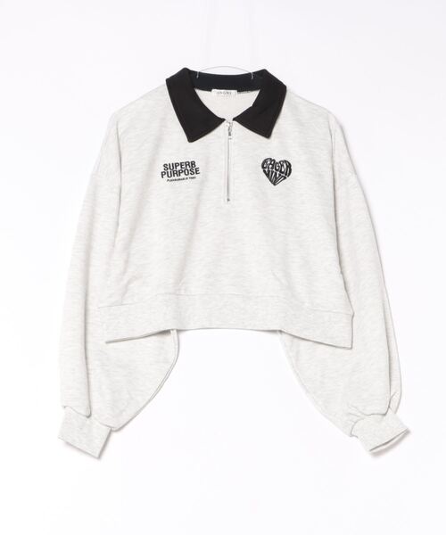 INGNI（イング）の「ハーフZIP襟付ショートスウェットトップス（スウェット・レディース・ブラック/オフホワイト/ブラウン/オートミール・M）」の6枚目の写真