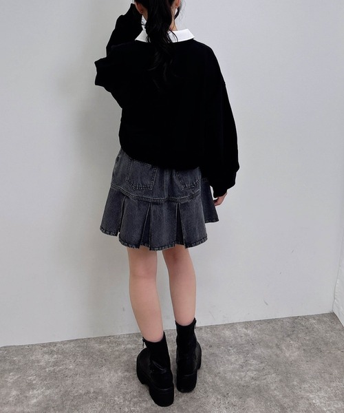 INGNI（イング）の「ハーフZIP襟付ショートスウェットトップス（スウェット・レディース・ブラック/オフホワイト/ブラウン/オートミール・M）」の21枚目の写真