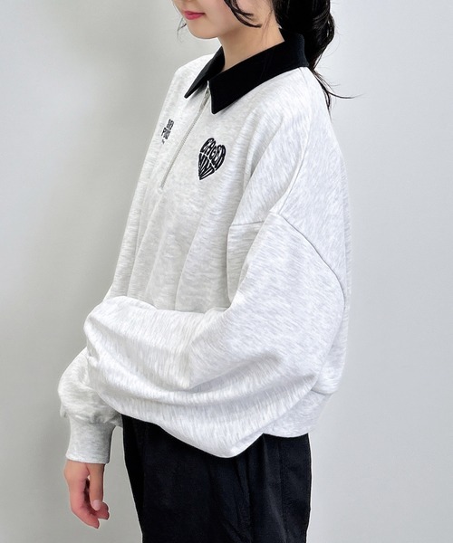 新品unnumberアンナンバー【COMFY】ハーフZIPスウェットトップス セール】ハーフZIP襟付ショートスウェットトップス（スウェット