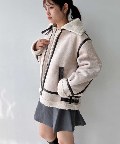 セール】◇フェイクムートンビッグサイズジャケット（ムートンコート