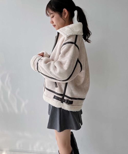 セール】◇フェイクムートンビッグサイズジャケット（ムートンコート