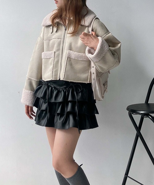 セール】◇フェイクムートンビッグサイズジャケット（ムートン