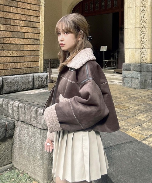 【未使用・タグ付き】GUSHLOW&COLE ムートンスヌード 襟2Wayレザームートンブルゾン[nk76] | レディースファッション