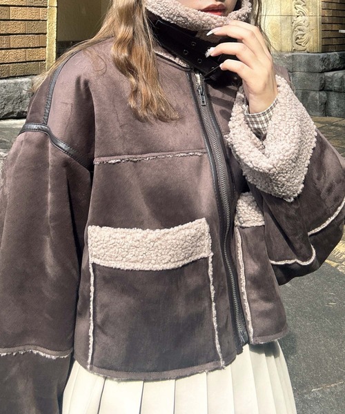 セール】◇フェイクムートンビッグサイズジャケット（ムートン