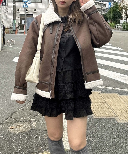 セール】◇フェイクムートンビッグサイズジャケット（ムートンコート