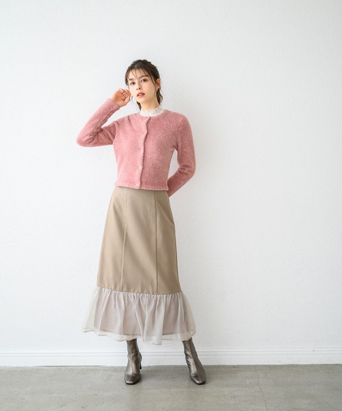 MISCH MASCH（ミッシュマッシュ）の「異素材切替フレアスカート/MM447207（スカート・レディース・ブラック/ベージュ/ブルー・M/S）」の5枚目の写真