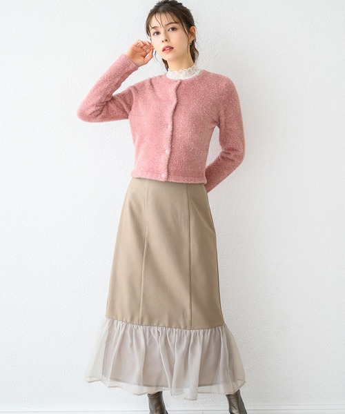 MISCH MASCH（ミッシュマッシュ）の「異素材切替フレアスカート/MM447207（スカート・レディース・ブラック/ベージュ/ブルー・M/S）」の4枚目の写真