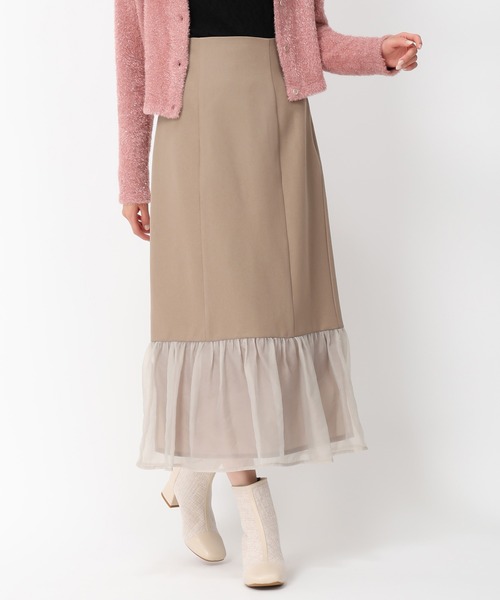 MISCH MASCH（ミッシュマッシュ）の「異素材切替フレアスカート/MM447207（スカート・レディース・ブラック/ベージュ/ブルー・M/S）」の8枚目の写真