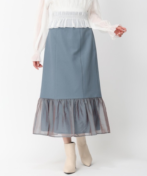 MISCH MASCH（ミッシュマッシュ）の「異素材切替フレアスカート/MM447207（スカート・レディース・ブラック/ベージュ/ブルー・M/S）」の10枚目の写真