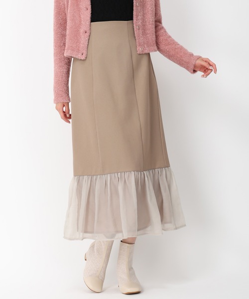 MISCH MASCH（ミッシュマッシュ）の「異素材切替フレアスカート/MM447207（スカート・レディース・ブラック/ベージュ/ブルー・M/S）」の6枚目の写真