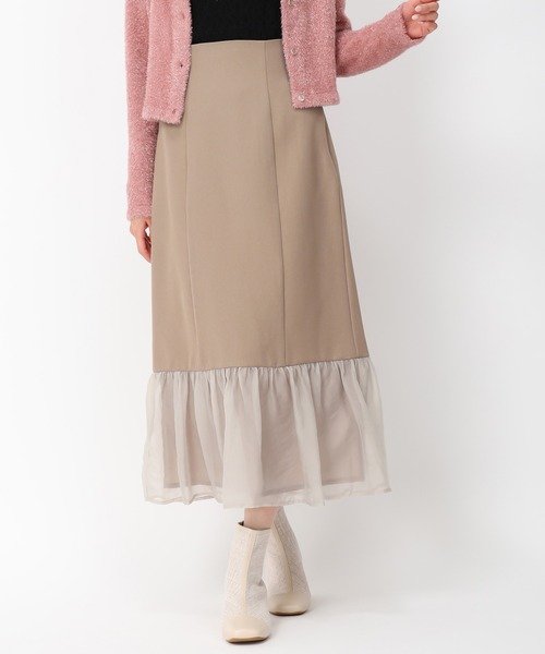 MISCH MASCH（ミッシュマッシュ）の「異素材切替フレアスカート/MM447207（スカート・レディース・ブラック/ベージュ/ブルー・M/S）」の7枚目の写真