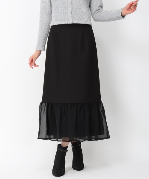 MISCH MASCH（ミッシュマッシュ）の「異素材切替フレアスカート/MM447207（スカート・レディース・ブラック/ベージュ/ブルー・M/S）」の15枚目の写真