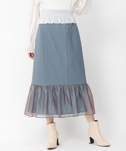 MISCH MASCH（ミッシュマッシュ）の「異素材切替フレアスカート/MM447207（スカート・レディース・ブラック/ベージュ/ブルー・M/S）」の9枚目の写真