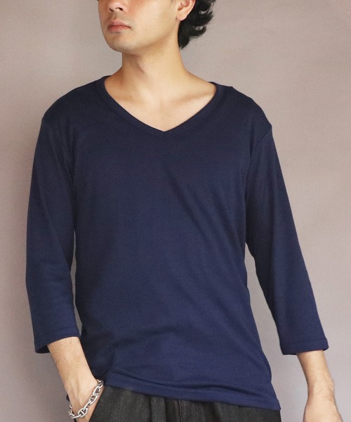 8(eight)(エイト)の「T/CフライスVネック7分袖Tシャツ(Tシャツ/カットソー・メンズ・ネイビー/ホワイト/ブラック/グレー/チャコールグレー・MEDIUM/X-LARGE/LARGE)」の5枚目の写真
