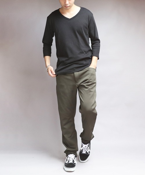 8(eight)(エイト)の「T/CフライスVネック7分袖Tシャツ(Tシャツ/カットソー・メンズ・ネイビー/ホワイト/ブラック/グレー/チャコールグレー・MEDIUM/X-LARGE/LARGE)」の6枚目の写真